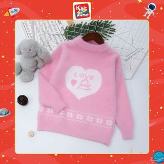 Áo len lông cừu hoạ tiết LOVE cho bé gái (Cao từ 100-160cm, nặng 12-40kg) N01068