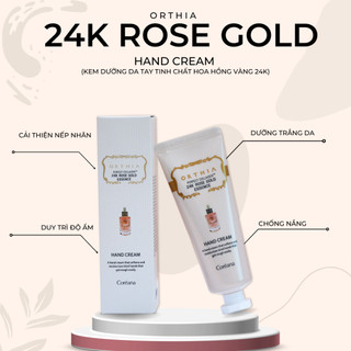 Kem dưỡng da tay tinh chất hoa hồng vàng 24K Orthia Perfect Collagen 24K Rose Gold Essence Hand Cream