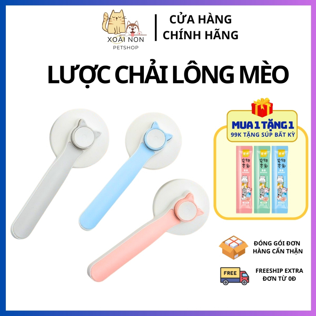 Lược Chải Lông Dành Cho Chó Mèo - Lược Chải Có Nút Ấn Dễ Dàng Loại Bỏ Lông - Xoài Non Petshop