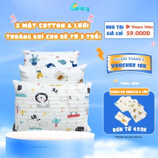 Gối Đầu Cho Bé Từ 1.5 Tuổi BAFABY Cotton Chần Bông Phối Lưới Thoáng Khí Giúp Ngủ Ngon Dành Cho Bé Đi Học 369