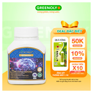 Viên Uống Bổ Não Vitatree Tăng Tuần Hoàn Máu Não Maxi Ginkgo 9500mg Úc 60 Viên
