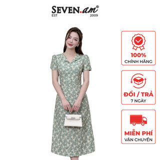 Đầm xoè ngắn tay hoạ tiết hoa nhí thời trang nữ Seven.AM H603213K
