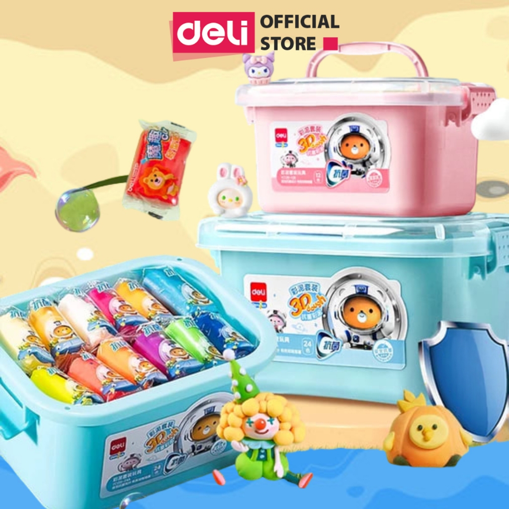 Đất Nặn An Toàn Cho Bé Deli - Đất nặn Deli - Đất nặn cho bé12 màu - Đồ chơi Đất nặn Tái Sử dụng -  K