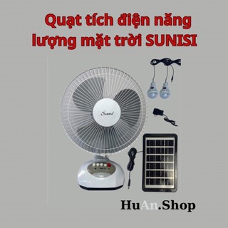 Quạt tích điện SUNISI - Sạc pin năng lượng mặt trời tích hợp sạc điện thoại và đèn Led