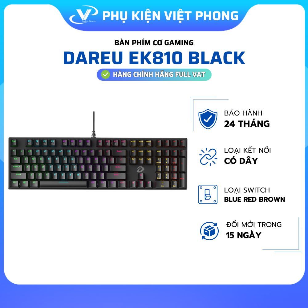 BÀN PHÍM CƠ GAMING DAREU EK810 MULTI-LED BLACK [HÀNG FULL VAT]