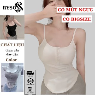 Áo Hai Dây Nữ 3 Cúc Vạt Bầu RYSO FASHION Form Ôm Sexy Tank Top Có Mút Ngực Hở Cổ Đáy Cong Quyến Rũ Mùa Hè (có big size )