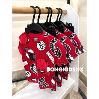 Bộ hè bé trai thun poly siêu nhân nhện đỏ/đen dày dặn pr