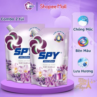 (New) Combo 2 túi nước xả vải SPY hương Ruby Isabelle 1200ml chống mốc, công nghệ hạt lưu hương, bền màu, ngừa mùi hôi