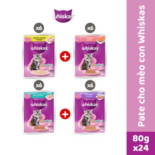 Thức ăn cho mèo con WHISKAS Junior dạng sốt – túi 80g, 24 gói