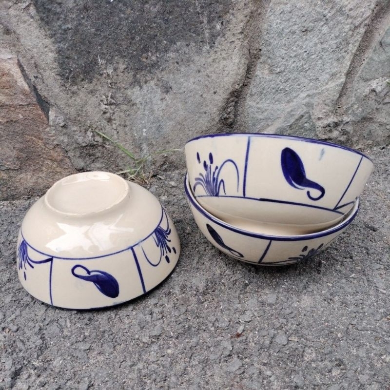 💢💥Set 2 Tô Đá Men Đẹp Thủ Công Năm Bộ (Tô 🦀 lớn 17*7cm)