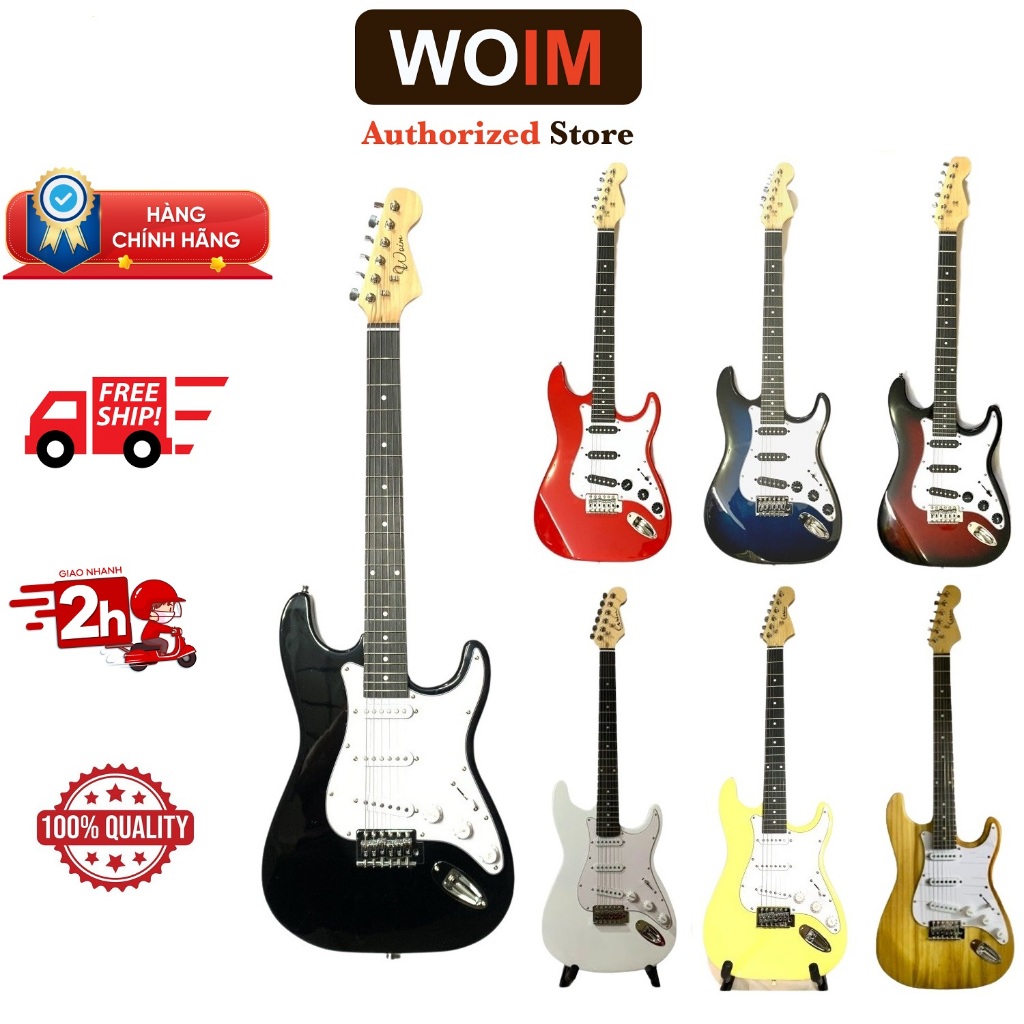 Đàn Guitar Điện Woim 3 Mobin Dáng Stratocaster Đủ 8 Màu Tặng Cần Nhúng, Dây Line, Capo, Pick, Giáo Trình Miễn Phí