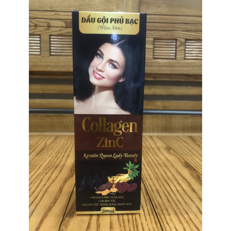 DẦU GỘI PHỦ BẠC Collagen Zinc giúp làm sạch tóc và da đầu, làm đen tóc, cho mái tóc trông bóng mượt hộp 200 ml