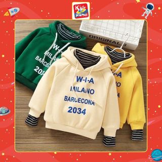 Áo nỉ hoodie cho bé KIDPLANET, áo len bé trai bé gái có mũ nhiều màu từ 11-36kg N00374