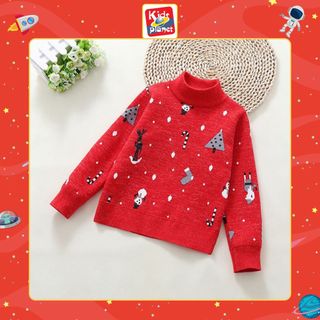 Áo len noel cho bé KIDPLANET người tuyết, áo len cổ lọ cho bé trai bé gái  N00592 & N00944