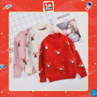 Áo len lông hoạ tiết tuần lộc Noel nhiều màu cho bé (Cao 80-160cm, nặng 8-40kg) N00912