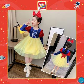 Váy đầm bạch tuyết dài tay kèm bờm đỏ cho bé gái (Cao 100-160cm, nặng 12-40kg) N00925