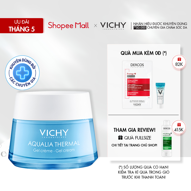 Kem dưỡng ẩm và cung cấp nước dạng gel Vichy Aqualia Thermal Cream-Gel 50ml