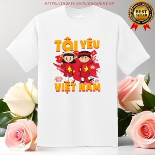 TÔI YÊU VIỆT NAM,. Áo thun hàng hiệu Goking, form unisex nam nữ, trẻ em trai gái. Áo phông gia đình, cặp đôi