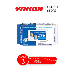 Combo 3 bao khăn ướt người lớn Quick-Nurse, 50 miếng/bao