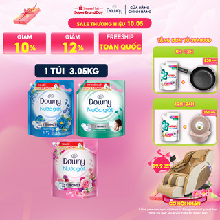 Nước Giặt DOWNY 2 Trong 1 Hương Nước Hoa Túi 3.05kg Hương Biển Xanh Tươi Mát/ Vườn Hoa Thơm Ngát/ Khử Mùi Ẩm Mốc