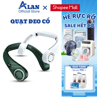 Quạt mini đeo cổ METIS cao cấp 3 tốc độ gió thiết kế màn hình led sử dụng liên tục lên đến 18h