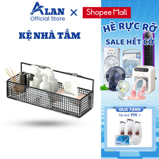 Kệ đựng đồ nhà tắm, Kệ để đồ nhà tắm hình chữ nhật dán tường bằng kim loại sơn tĩnh điện không gỉ kèm miếng dán - KD04