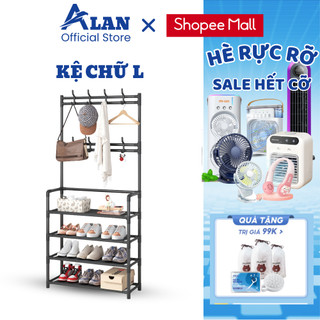 Giá Để Giày Dép METIS Kệ Treo Đồ Chữ L Đa Năng 4 Tầng Chất Liệu Thép Chịu Lực Có Móc Treo Quần Áo