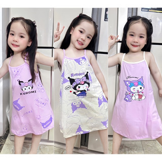 Combo 3 váy 2 dây cotton kuromi tím cho bé gái.