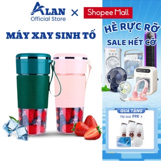 Máy xay sinh tố mini cầm tay METIS đa năng cốc thủy tinh 6 lưỡi 300ml pin sạc tự ngắt khi quá nhiệt