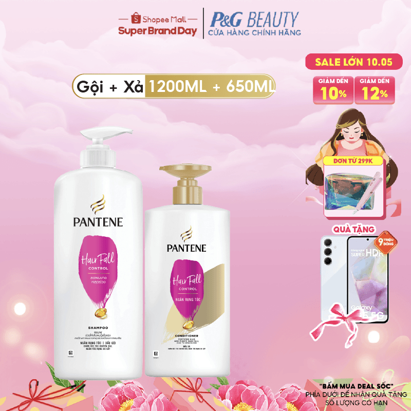 Combo Dầu gội PANTENE 1200ML & Dầu Xả 650ML Ngăn rụng tóc