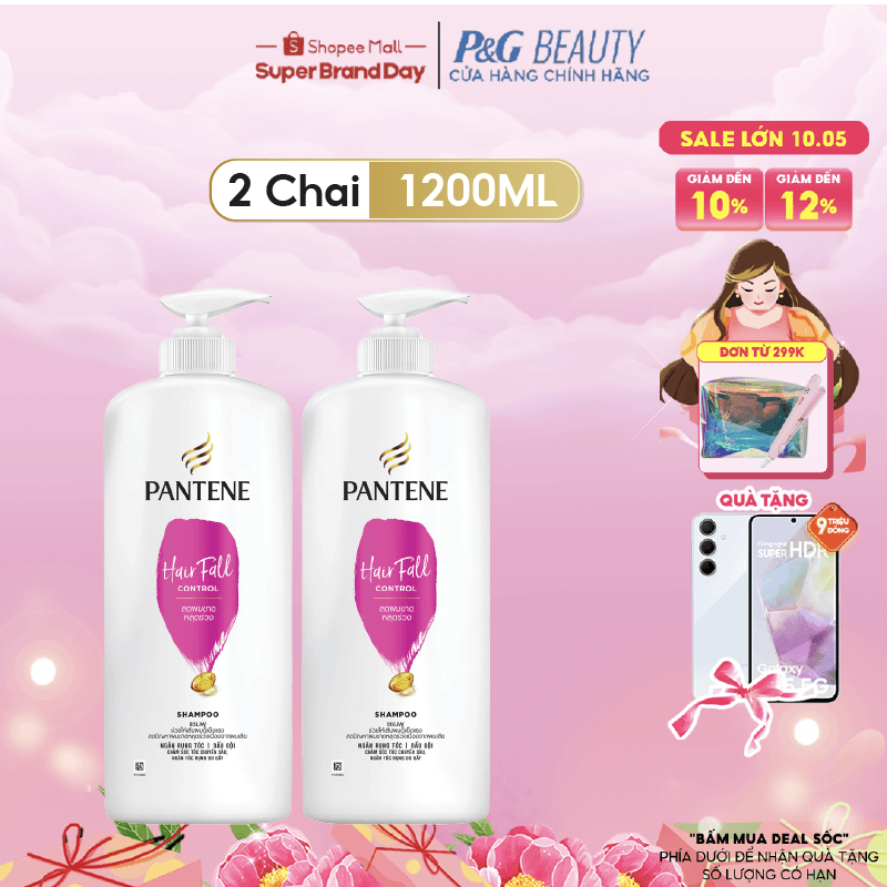 Combo 2 Dầu Gội PANTENE Pantene Pro-V Ngăn Rụng Tóc Chai 1200ML