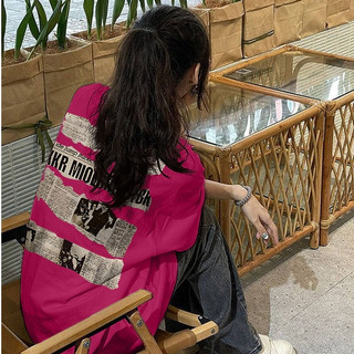 Quả thanh long 2024 áo phông nữ form rộng áp phích logo in ấn cổ tròn dáng rộng áo thun 100%cotton local brand