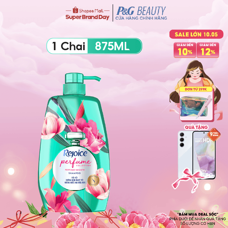 Dầu gội Rejoice nước hoa 875,5ML Hoa mẫu đơn