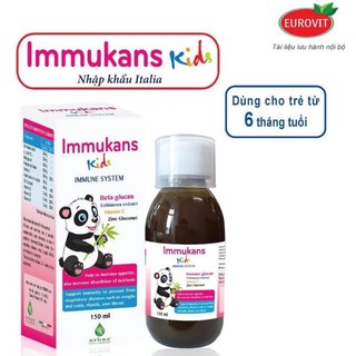Immukans kids hỗ trợ ăn ngon, tăng sức đề kháng đường hô hấp cho trẻ từ 6 tháng chai 150ml