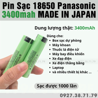 Combo 10 cặp pin 18650 panasonic 3400mah made in japan - dùng cho sạc dự phòng, máy khoan, đồ chơi, đèn pin