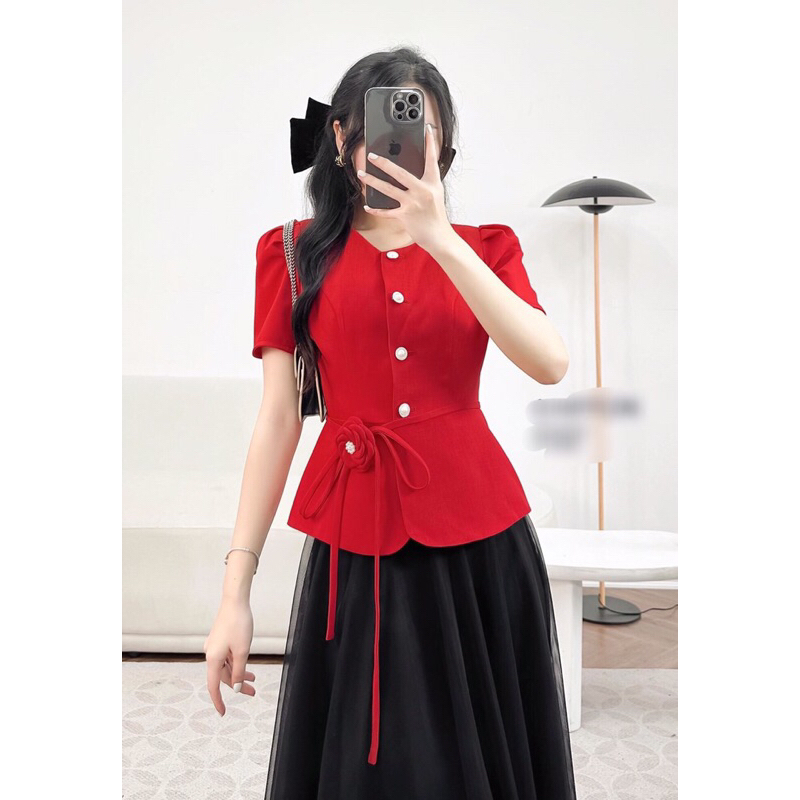 ÁO KIỂU SƠ MI THIẾT KẾ CÔNG SỞ CỔ TRÒN DỂ THƯƠNG TAY NGẮN SANG TRỌNG THANH LỊCH CHẤT VẢI COTTON LẠNH MỀM MÁT CTL127