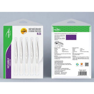 Nhíp NC5, vỉ 5 nhíp nhổ lông mày kềm Nghĩa, set 5 nhíp Nghĩa