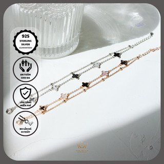 Lắc tay nữ bạc 925 Yong Silver mẫu cỏ 4 lá mang lại may mắn dạng dây xích.