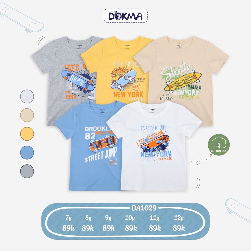 [DOKMA] Áo cộc tay bé trai bé trai 7-12 tuổi cotton Dokma DA1029