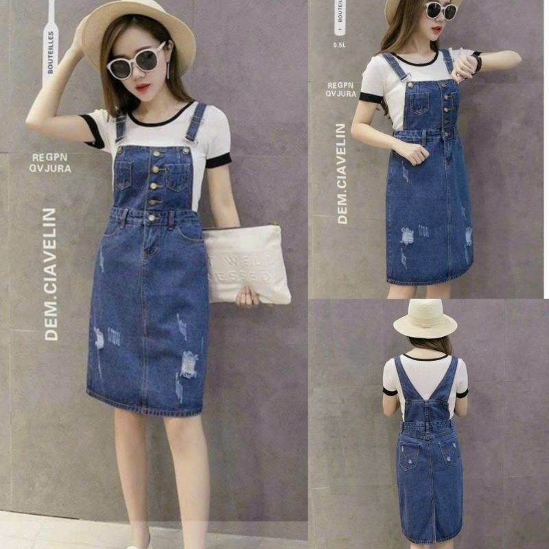 Đầm yếm jean