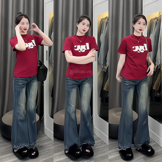 QUẦN JEAN ỐNG LOE PHOM RỘNG KHÔNG ÔM ĐÙI MÀI RÁCH TUA GẤU XANH DENIM [ Hàng Có Sẵn]