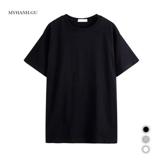 MYHANHGU - Áo thun trơn cổ tròn tay lỡ from rộng chất cotton