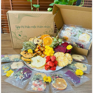 Trà detox hoa quả sấy khô MỘC SHOP ( Hộp 30 gói + tặng chai ) thanh nhiên, giảm cân, điều hòa cơ thể