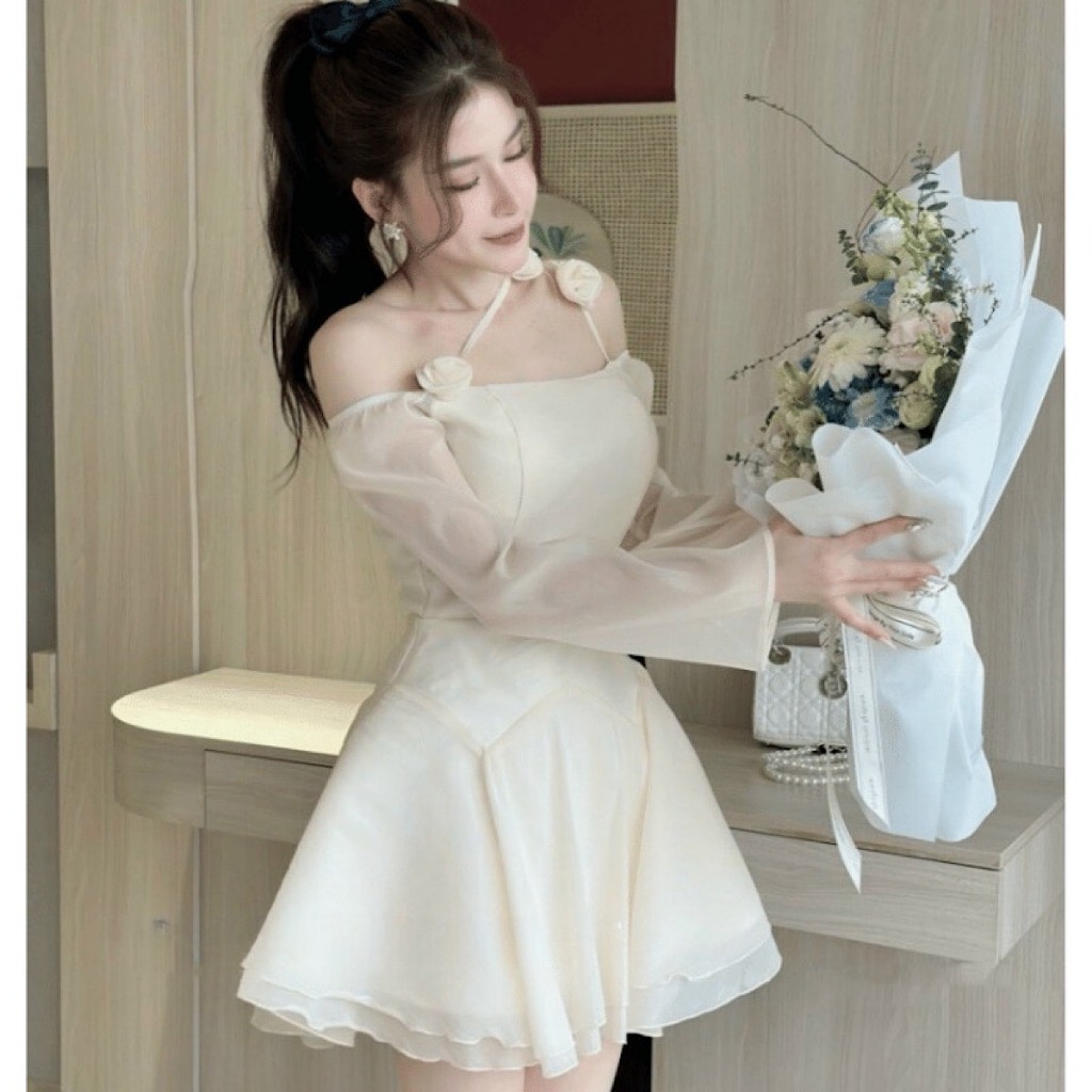 Đầm Thiết Kế Trễ Vai Tiểu Thư Dáng Mini Bigsize Quỳnh ANh 50 kg đến 100kg (S/M/L/XL/XXl) DX112