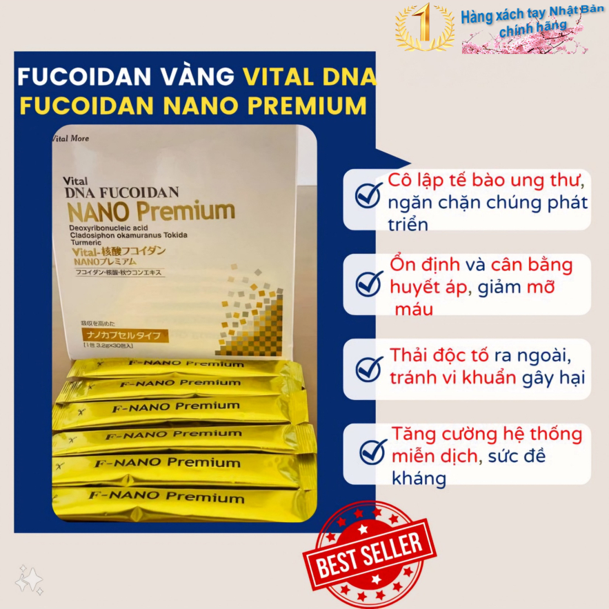 Fucoidan Nano Vàng, Vital DNA Fucoidan Nano Premium - 90