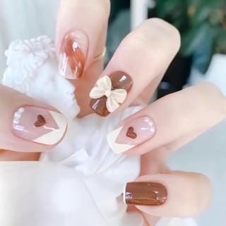 Móng tay giả, móng tay giả ngắn, bộ 24 móng tay giả kèm keo - dz118