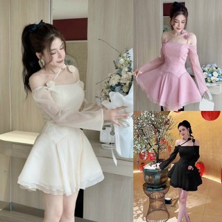 Đầm dư Tiệc Trễ Vai Tiểu Thư Dáng Ngắn Bigsize Kim Ngân 50 kg đến 100kg (S/M/L/XL/XXl) DX112