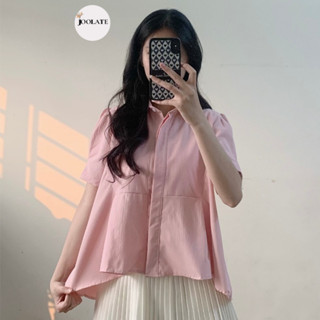 Áo babydoll Joolate cổ sơ mi tay ngắn vạt xòe dáng ngắn màu vintage 1208 P13K23