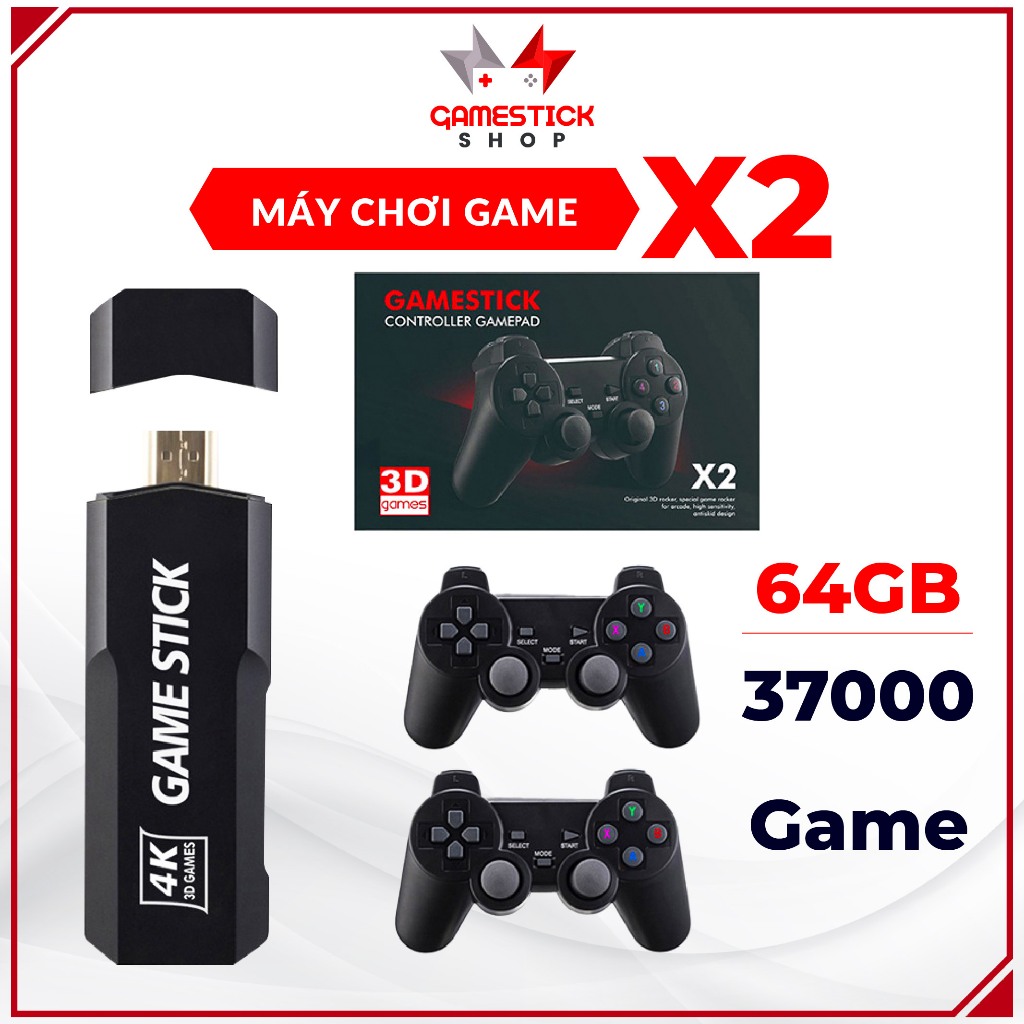 Máy chơi game cầm tay Game Stick 4k Đỏ X2Pr 64GB, kết nối không dây, trải nghệm 37000+ game psp, ps1, 3d, đồ họa sắc nét