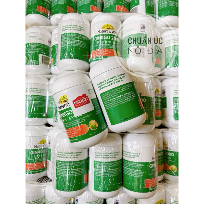 [mẫu mới 2026] Bổ Não Ginkgo Biloba Nature's Way tăng cường trí nhớ Úc 120 viên